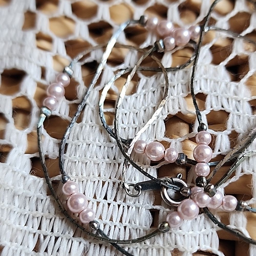 Vintage Beaded Chain Necklace Made In Korea